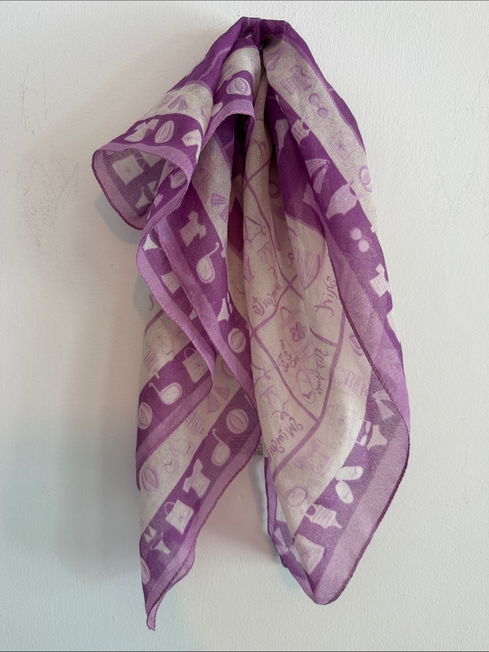 Purple and Cream Patterned Scarf